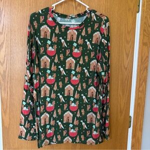 Kiki and Lulu Christmas Gingerbread Bamboo Nightgown Pajama Dress Size Large Pjs